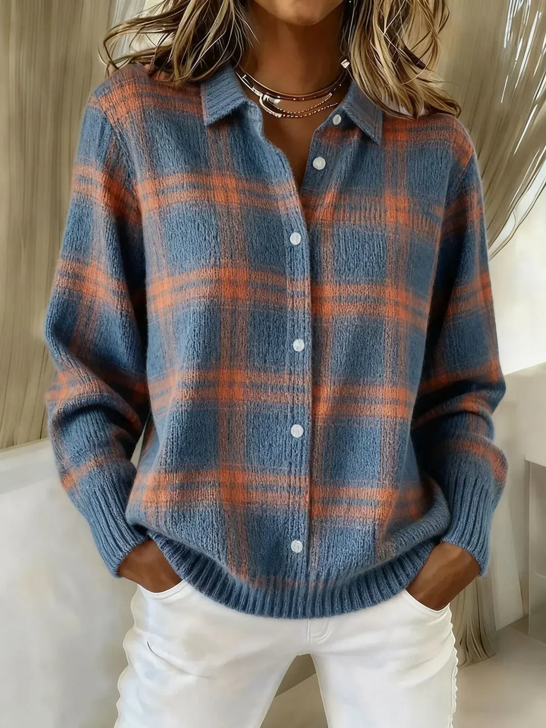 Anaïs | Cardigan Écossais en Maille