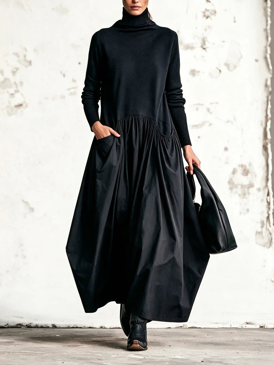 LORENZA | Robe longue oversize à col montant et grandes poches