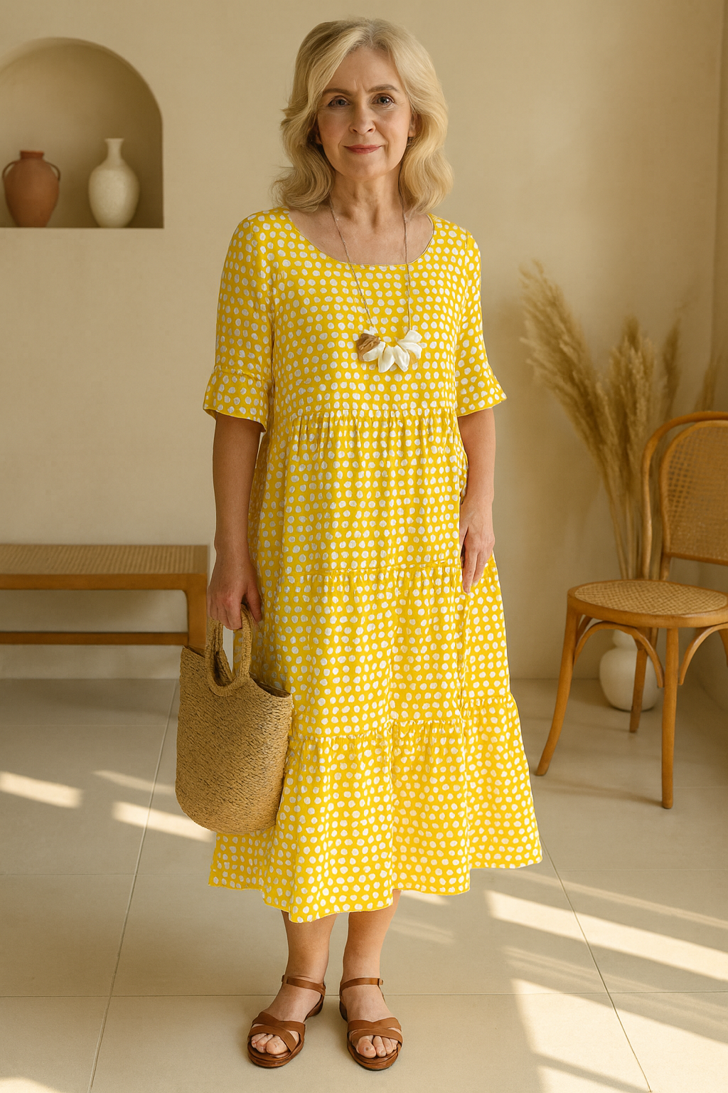 Noémie™ — Robe midi fluide, élégante et naturelle