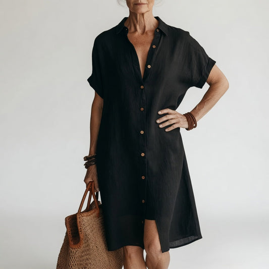 Timéa™ — Robe-chemise midi respirante à l’élégance parisienne
