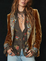 Marcelline | Blazer Patchwork Imprimé Fleuri Vintage