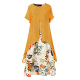 Robe femme superposée à imprimé floral
