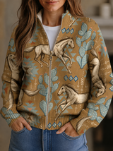Léocadie | Cardigan Zippé Chevaux du Désert et Cactus