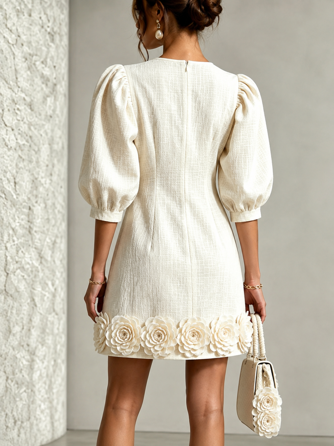 Hélène | Robe Fleurie Chic à Manches Bouffantes