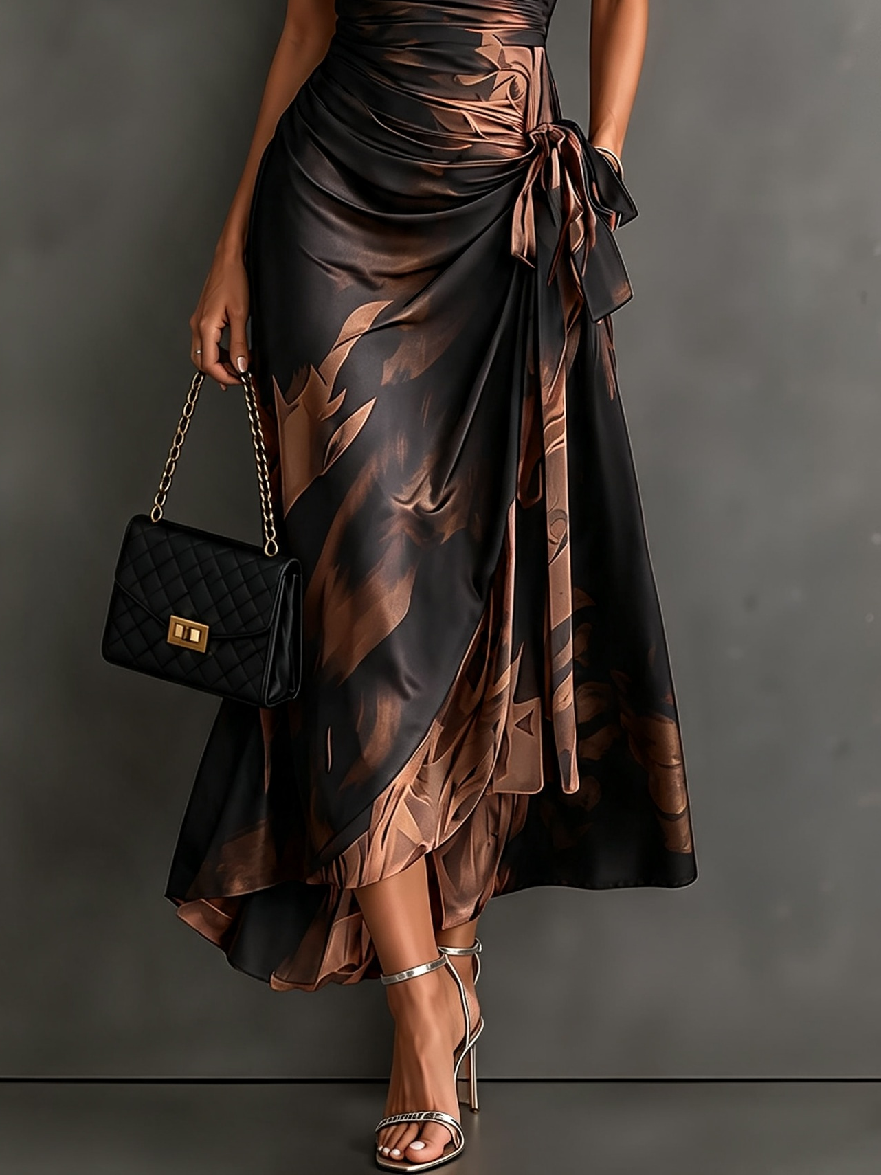 Ambre | Robe Midi Portefeuille Marron