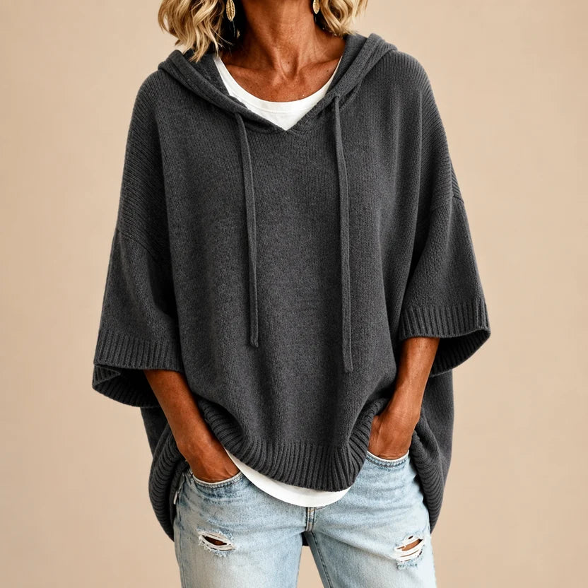 Mirella | Poncho tricoté à capuche