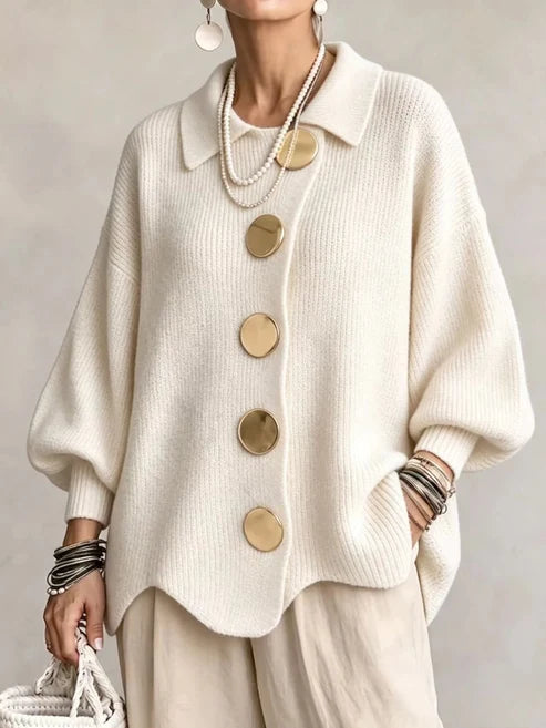 Charlotte | Cardigan oversize à col et boutons métalliques