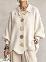 Charlotte | Cardigan oversize à col et boutons métalliques