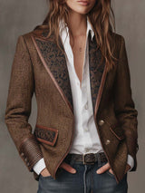Gisèle | Blazer à Empiècements Imprimé Chevrons