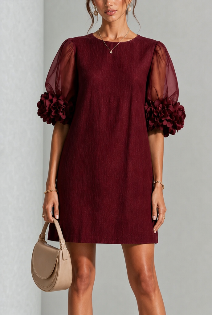 Isaure | Robe Chic à Manches Fleuries