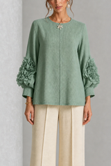 Karine | Blouse Texturée à Manches Statement