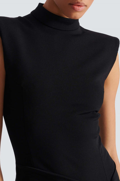 Armelle | Robe Longue Noire Sans Manches Premium à Zip et Fentes