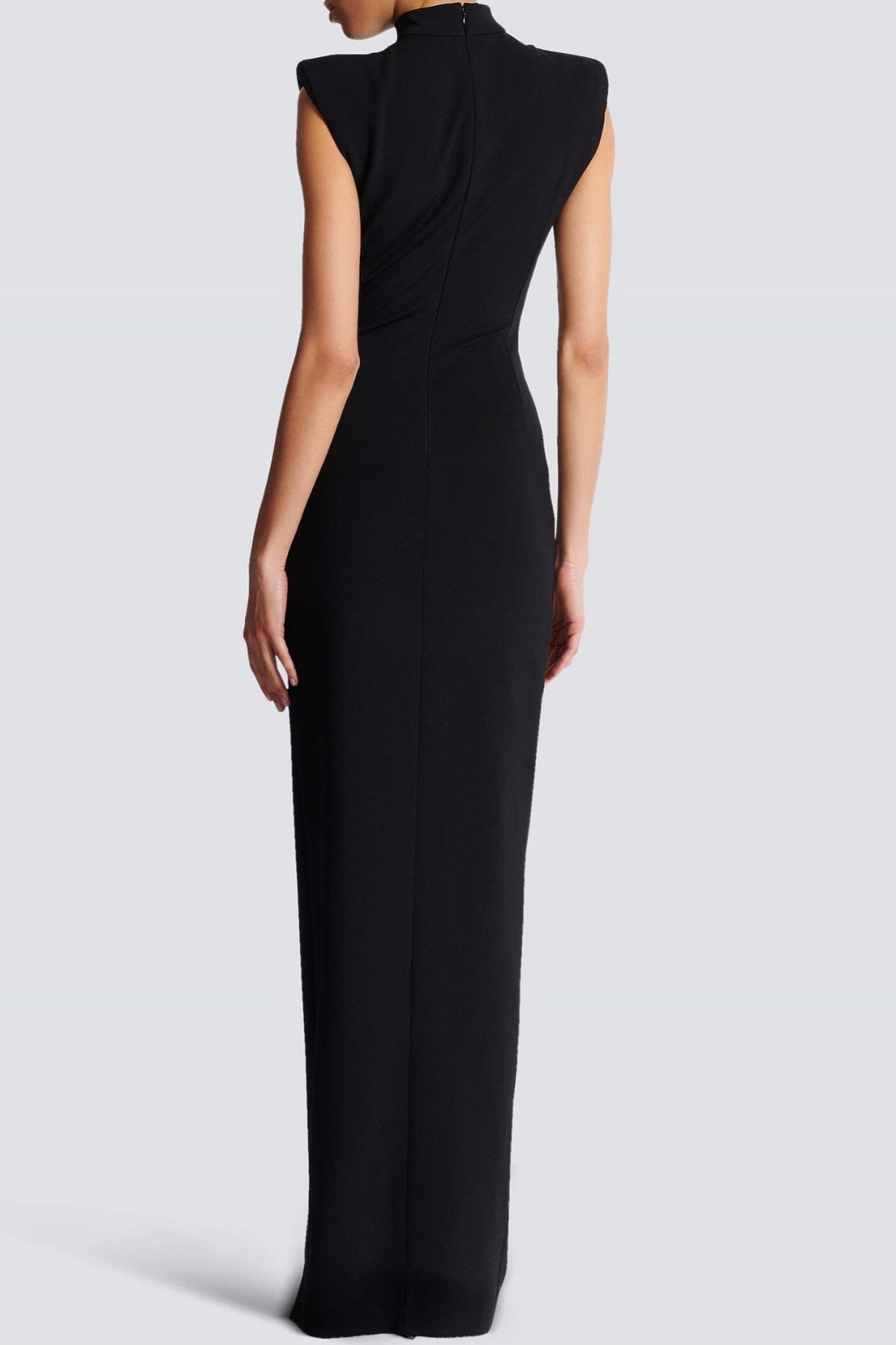 Armelle | Robe Longue Noire Sans Manches Premium à Zip et Fentes