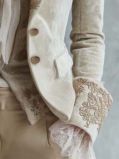 Constance | Blazer Ivoire Brodé Tailleur
