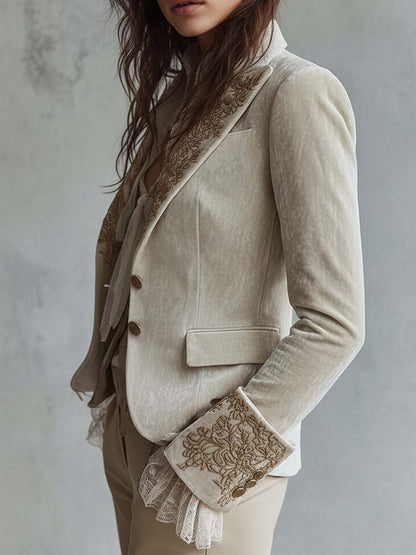 Constance | Blazer Ivoire Brodé Tailleur