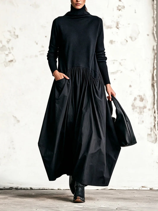 LORENZA | Robe longue oversize à col montant et grandes poches