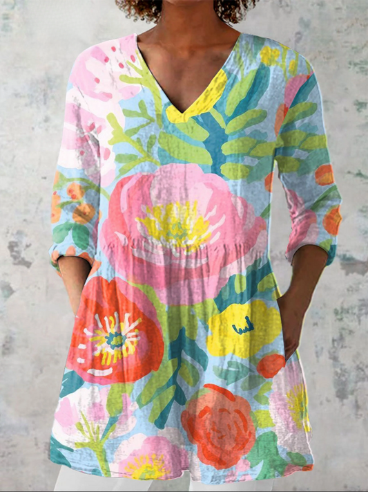 Helene | Blouse longue à col en V