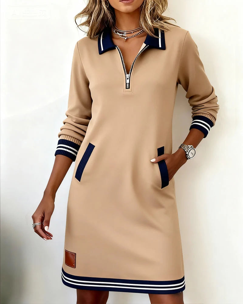 Emma | Robe décontractée à manches longues avec fermeture éclair