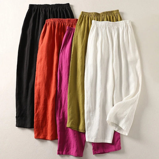 Amalia™ — Pantalon fluide en coton et lin