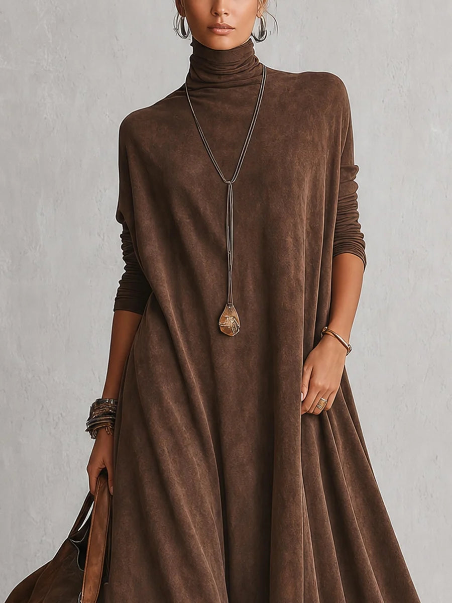 BRUNELLA | Robe longue effet daim avec ourlet en dentelle