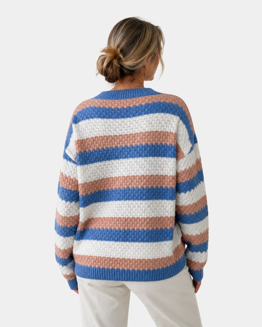 Camille | Pull Oversized avec Col Rond et Rayures