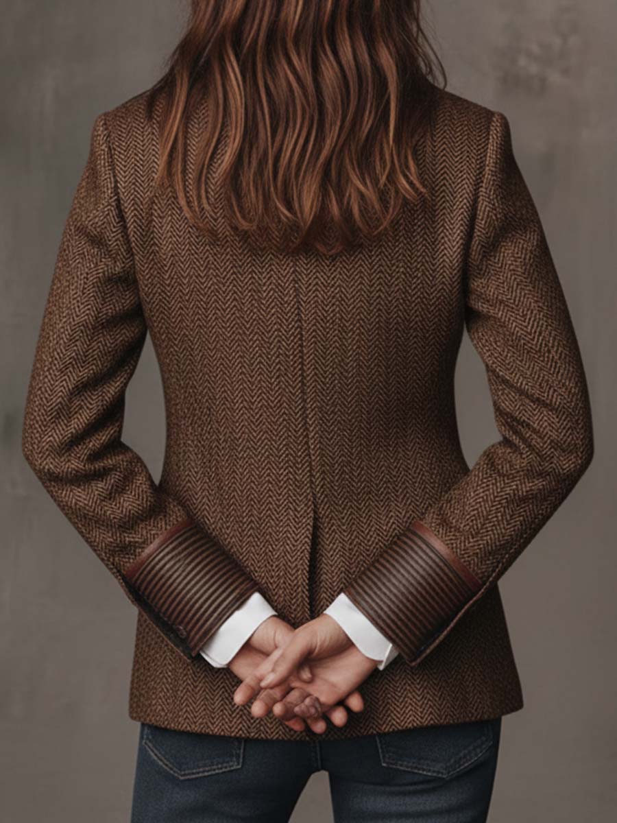 Gisèle | Blazer à Empiècements Imprimé Chevrons