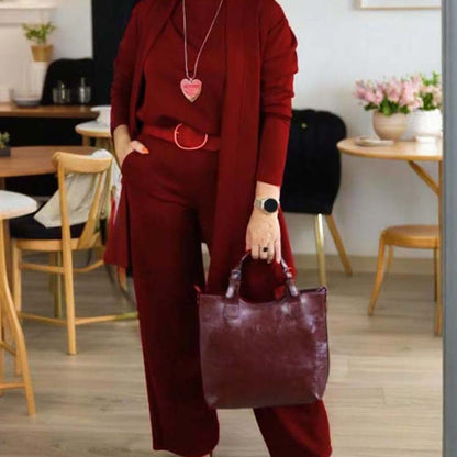 Ensemble femme trois pièces avec cardigan long