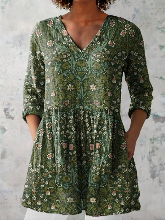 Julie | Blouse longue à col en V