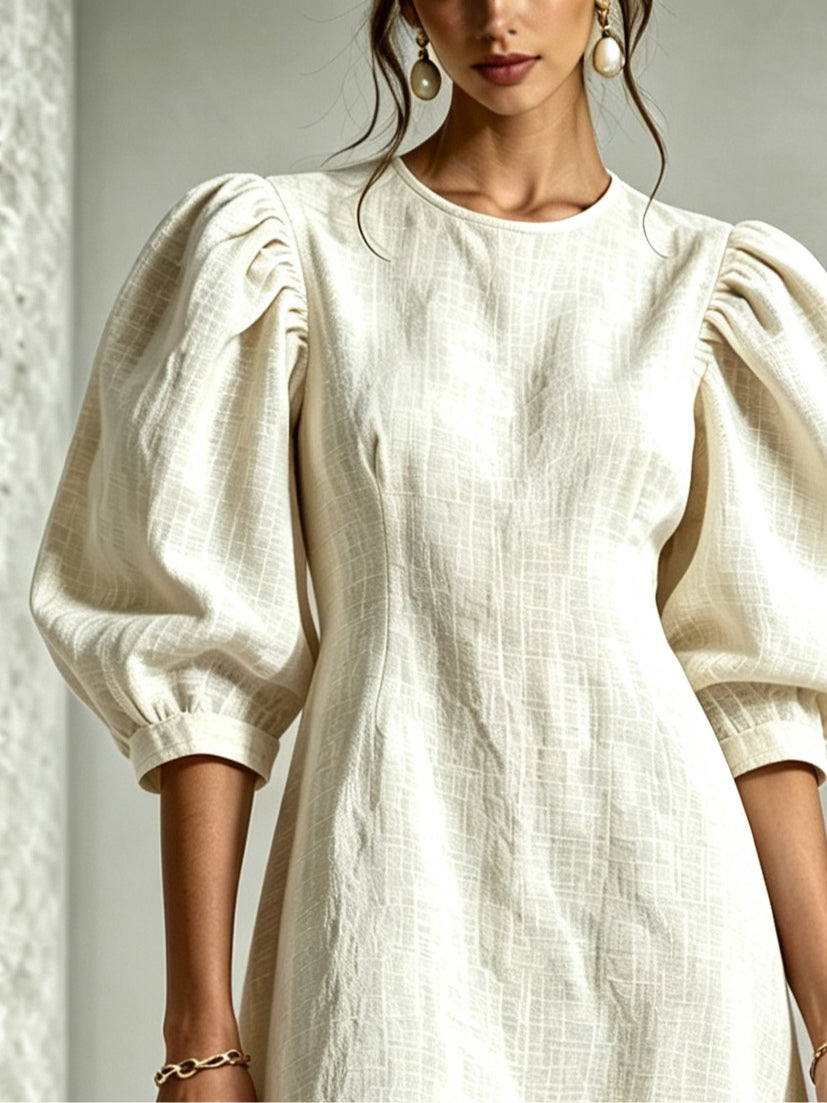 Hélène | Robe Fleurie Chic à Manches Bouffantes