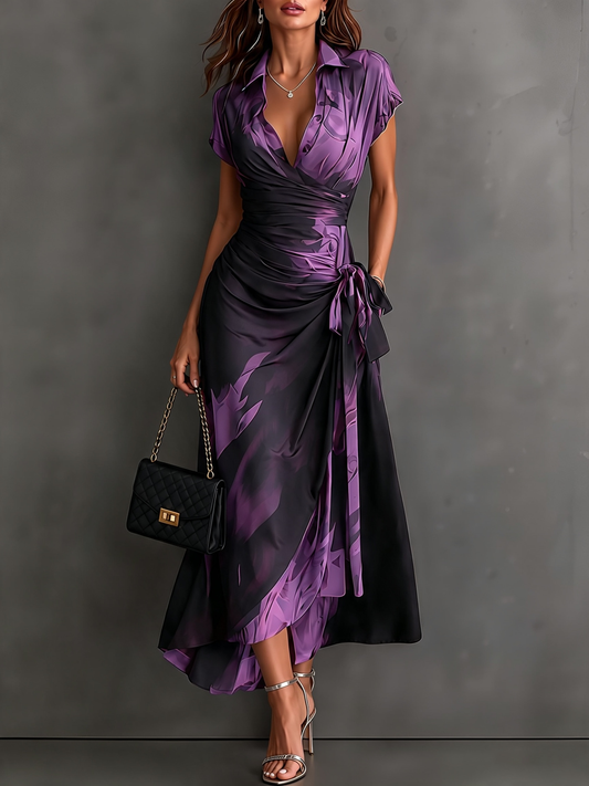 Violette | Robe Midi Portefeuille Violette