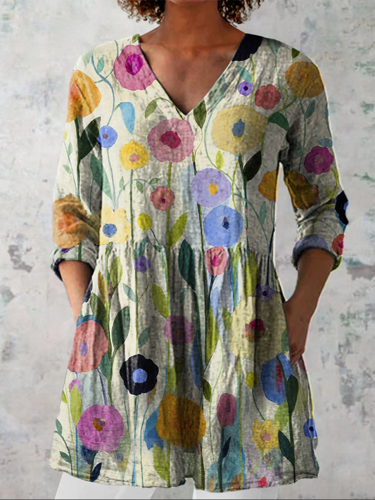 Louise | Blouse longue à col en V