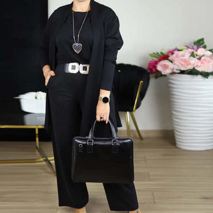 Ensemble femme trois pièces avec cardigan long