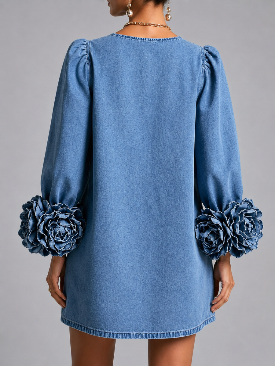 Camille | Robe Chic à Manches Fleuries