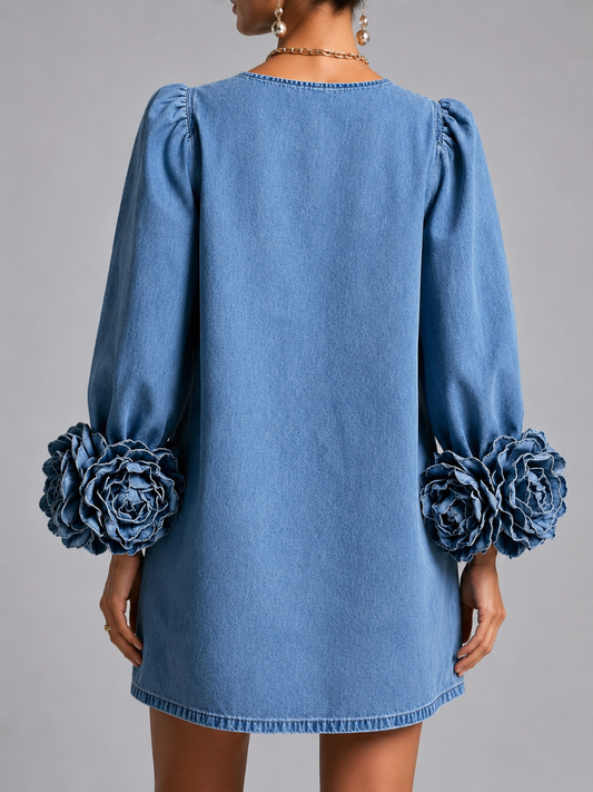 Camille | Robe Chic à Manches Fleuries