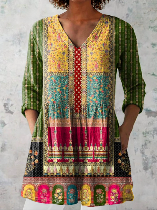 Emilie | Blouse longue à col en V
