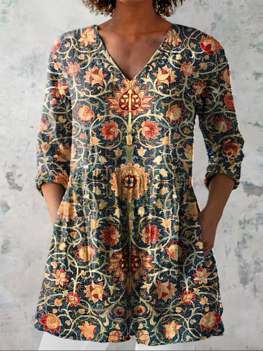 Celine | Blouse longue à col en V
