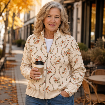 Vivienne | Cardigan Zippé Vigne Fleurie