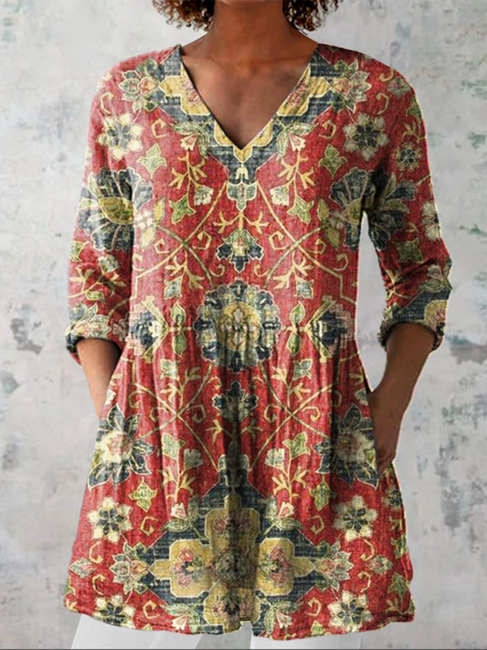 Lea | Blouse longue à col en V