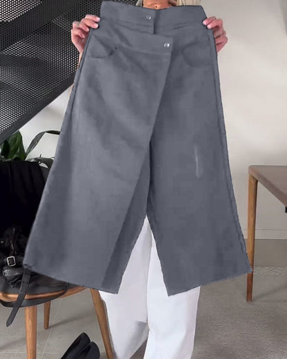 Pantalon femme asymétrique à jambes larges