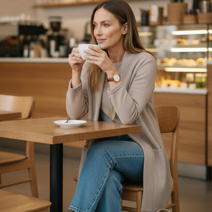 Ensemble femme trois pièces avec cardigan long