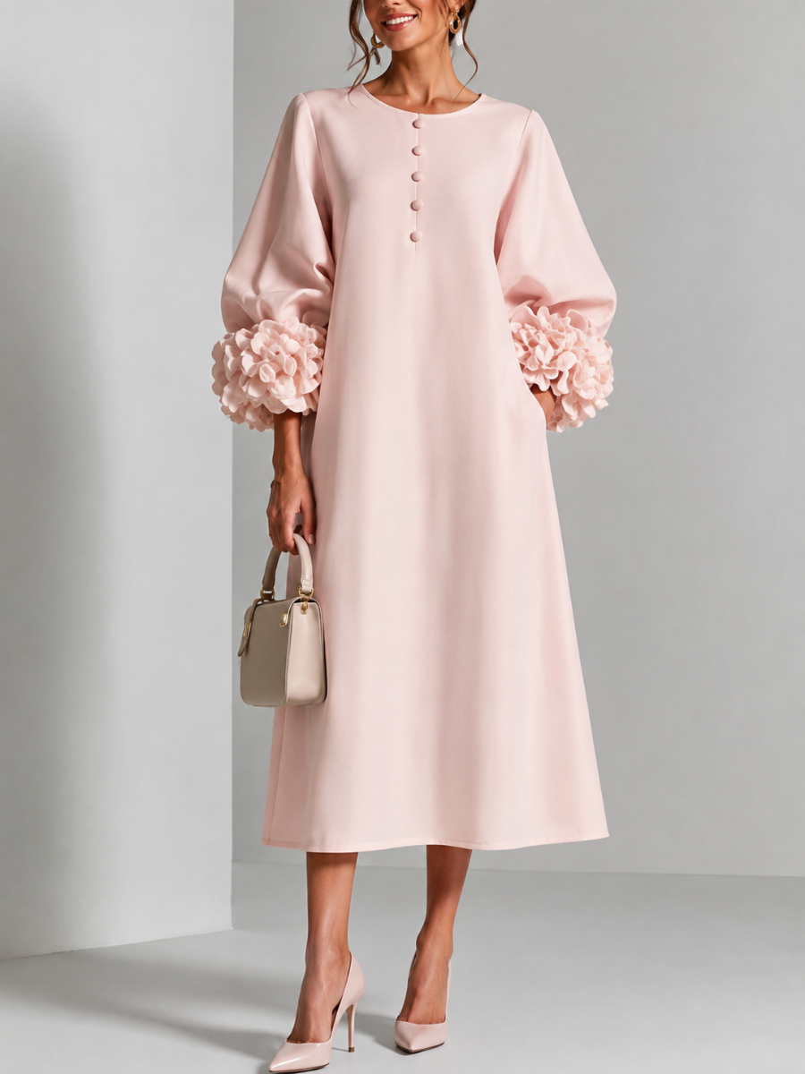 Ariane | Robe Chic à Manches Fleuries