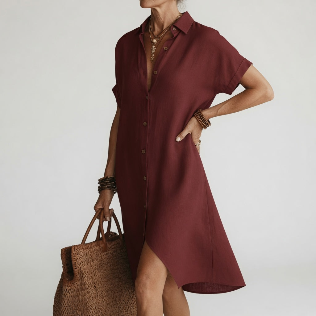 Timéa™ — Robe-chemise midi respirante à l’élégance parisienne