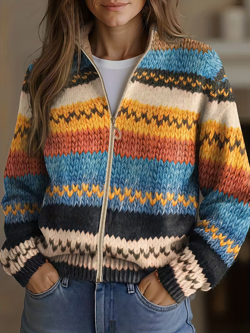 Béatrix | Cardigan en Maille Rayé Zigzag