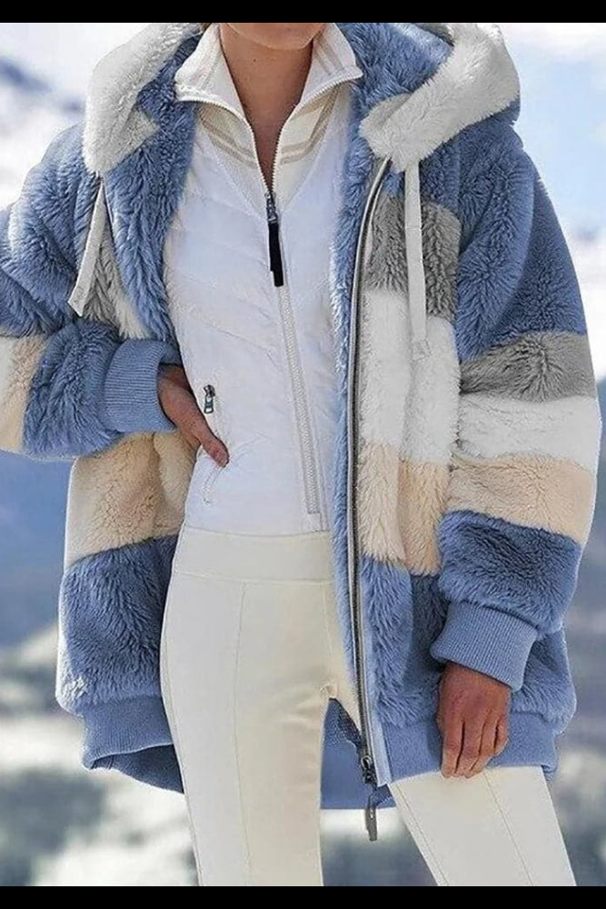 Veste polaire femme à capuche avec blocs de couleur