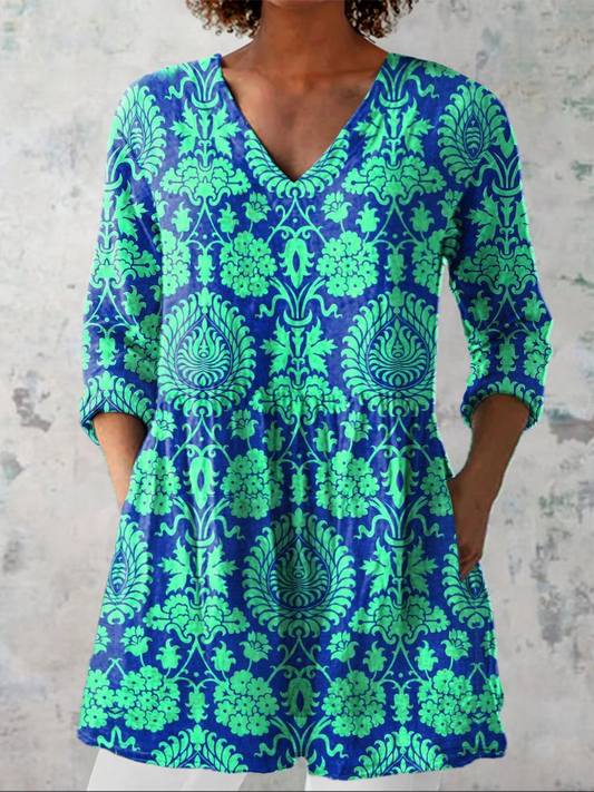 Ines | Blouse longue à col en V