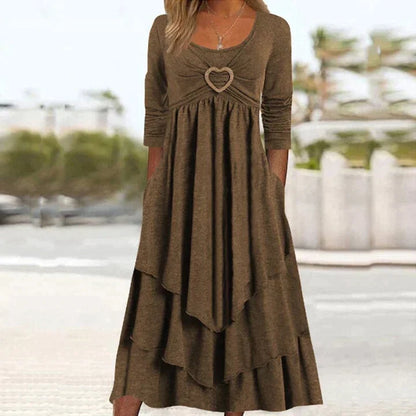 Robe midi femme superposée avec détail cœur