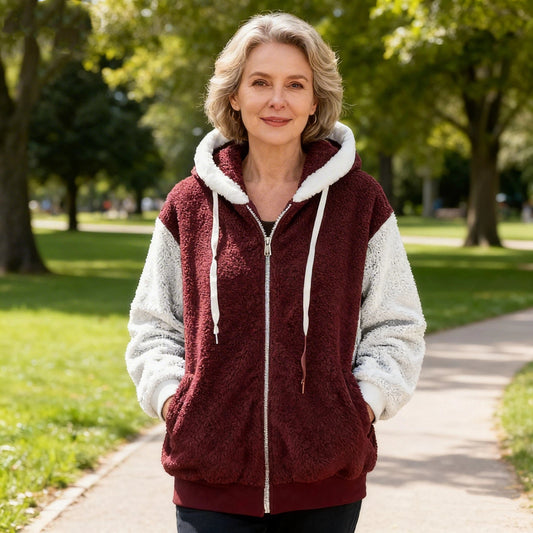 Veste polaire femme à capuche zippée et poches douillettes
