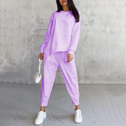Ensemble femme sweat asymétrique avec pantalon assorti