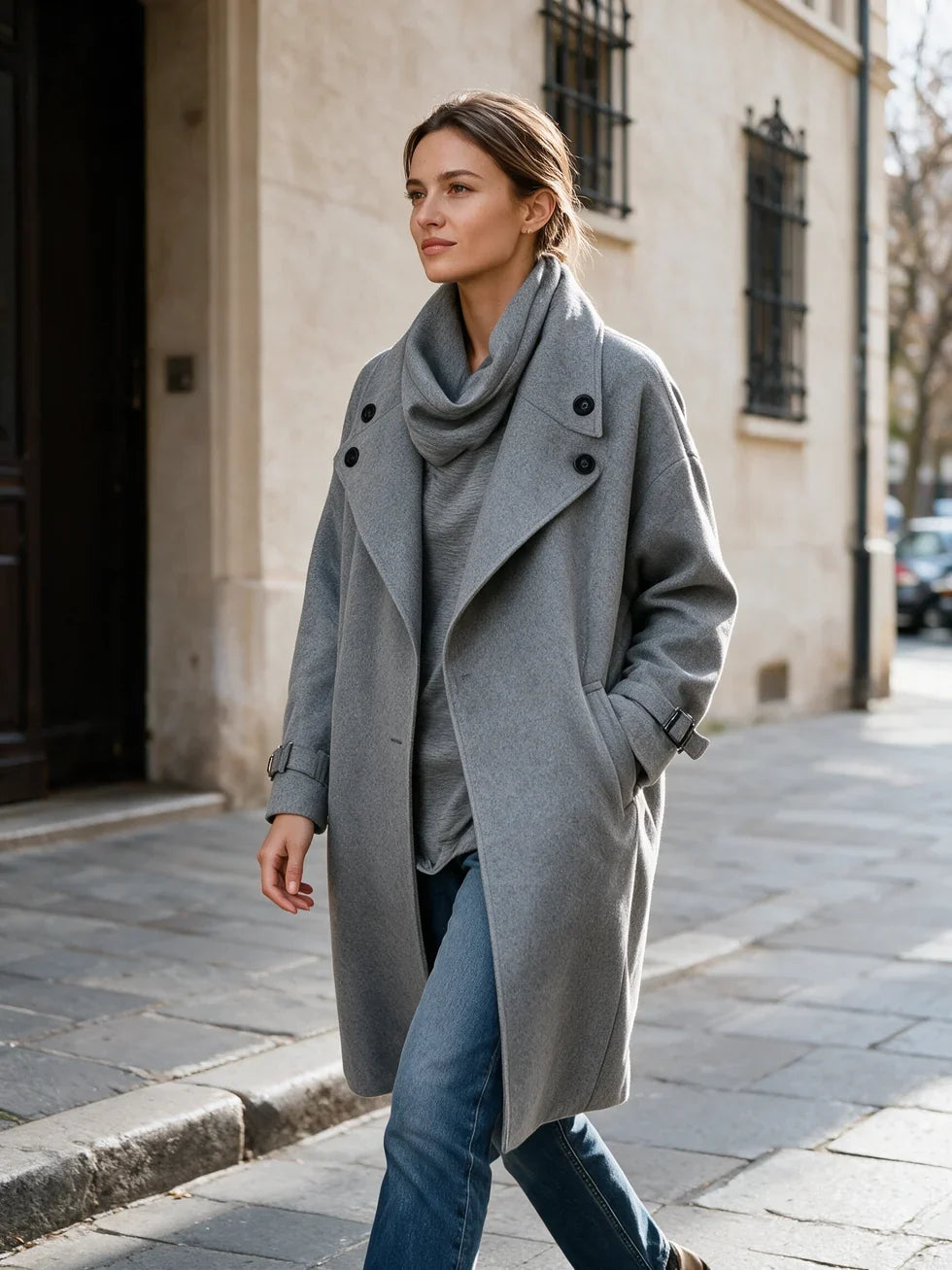 Capucine | Manteau Mi-Long Ample en Mélange de Laine