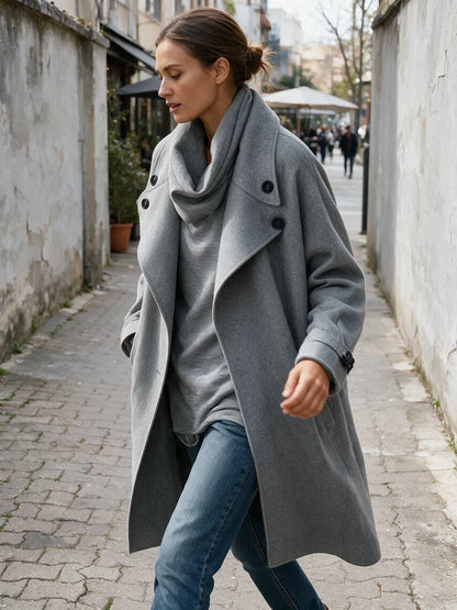 Capucine | Manteau Mi-Long Ample en Mélange de Laine